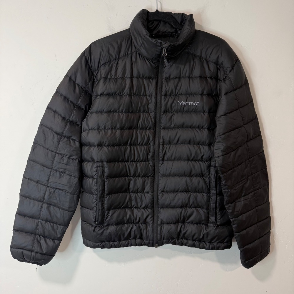 Marmot Mens Puffer Jacket Medium Black 800 Fill Down Quilted A72380
